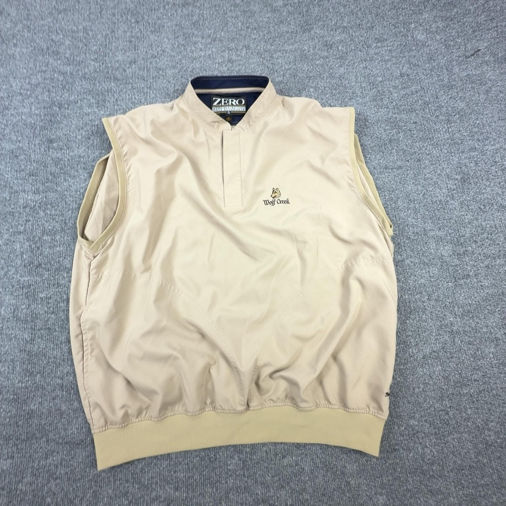 Zero Restriction Vest Mens XL Beige Pullover Golf Windbreaker Wolf Creek USA